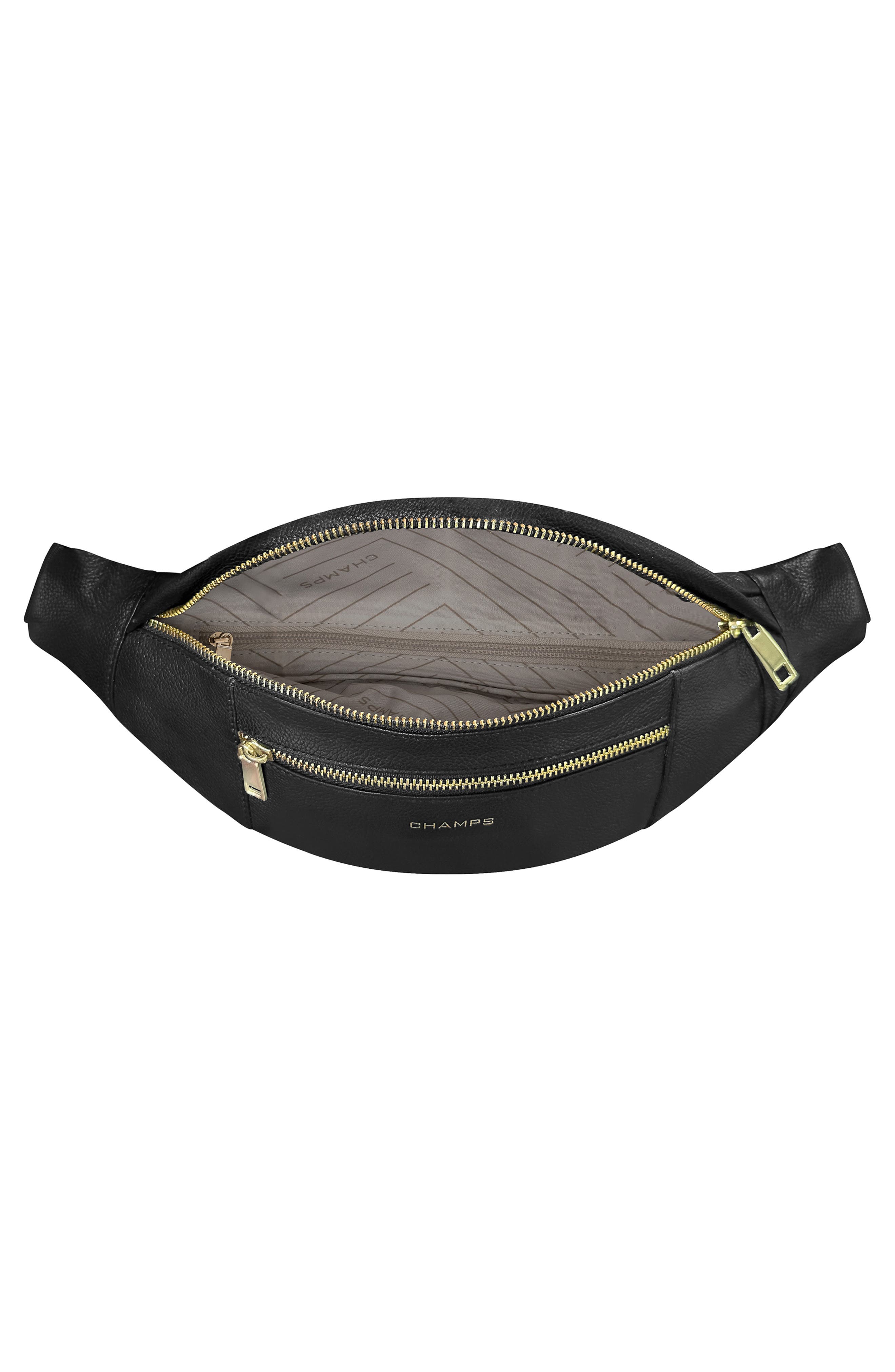 Leather Waist Pack, Alternate, color, BLACK