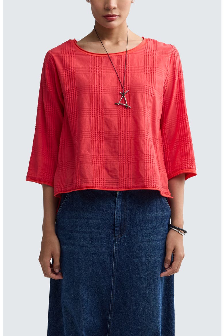 Elira Mixed-texture Blouse, Main, color, Vermillion