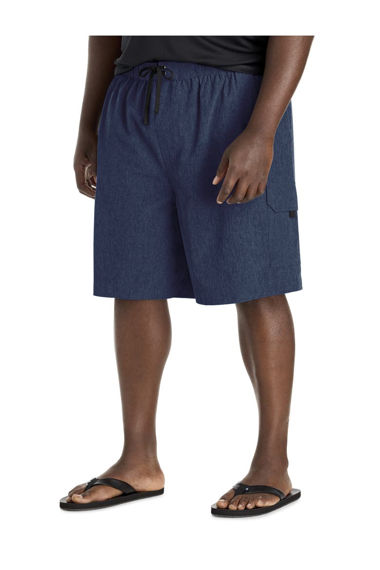 Big & Tall Cargo Stretch Swim Trunks, Main, color, NAVY HEATHER