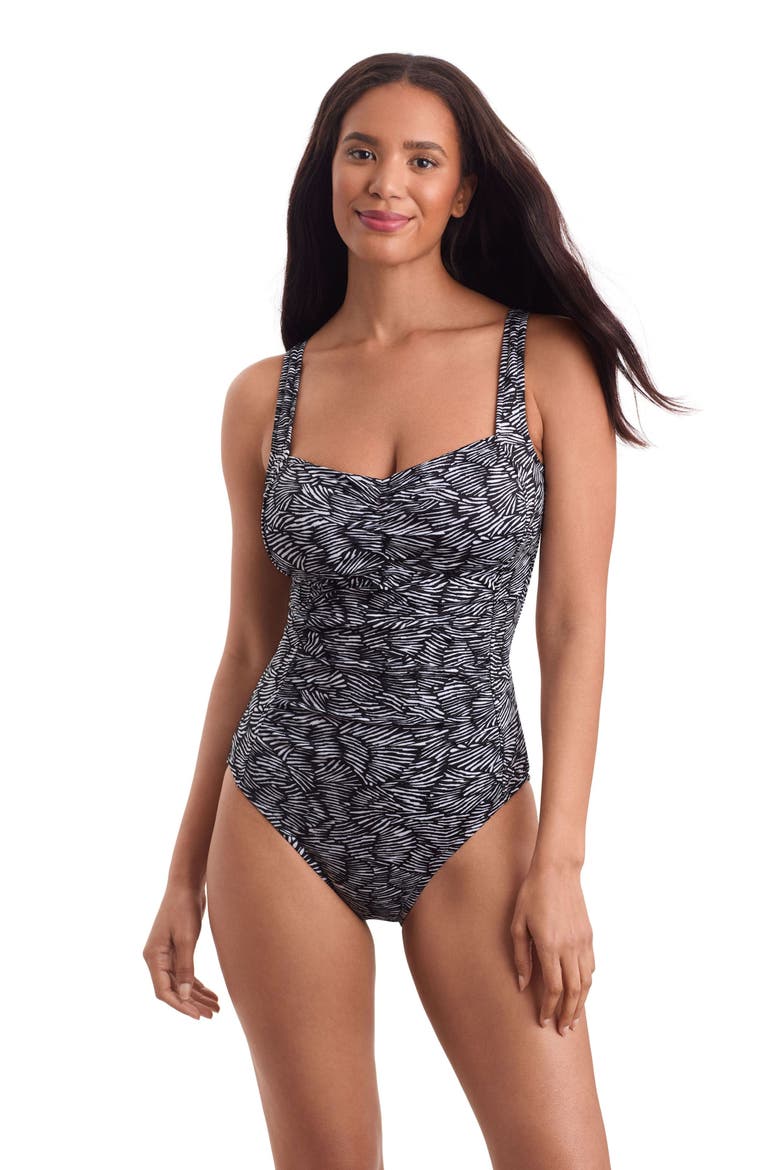 Shirred Bodice Tank Chlorine Resistant One-Piece Swimsuit, Main, color, Shifting Shape