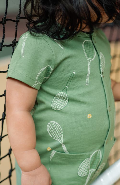 Pehr Octopus Oasis Patch Pocket Organic Cotton Romper In Green