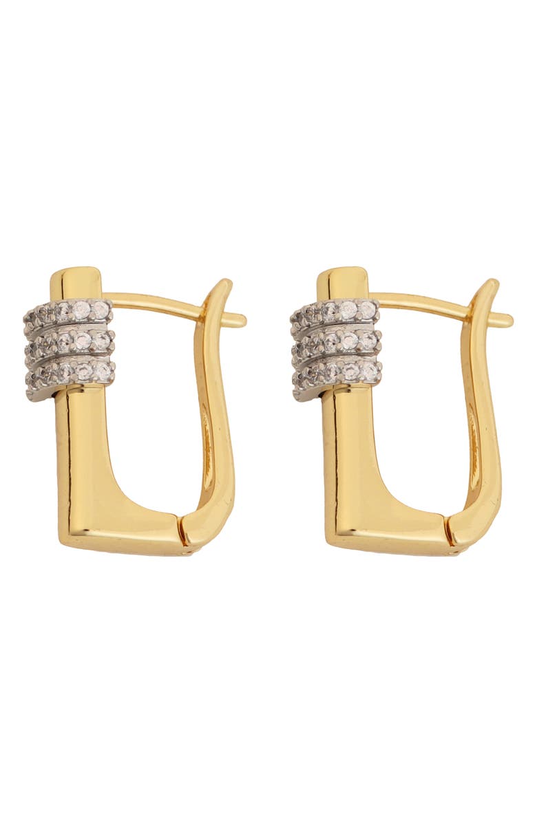 Panacea Crystal Square Hoop Earrings, Main, color, Two Tone