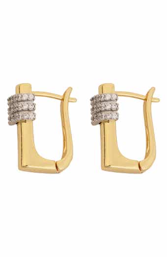 Panacea Crystal Square Hoop Earrings