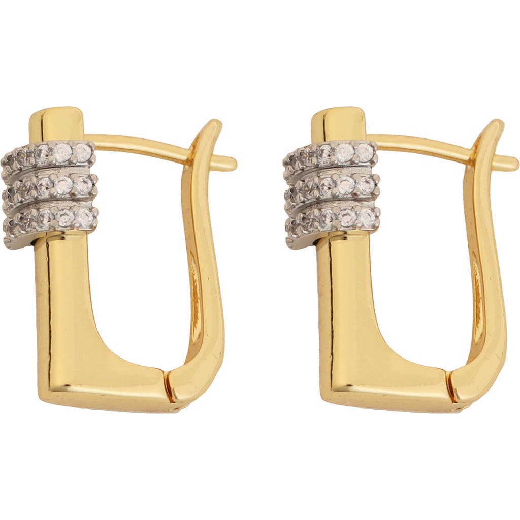 Panacea Crystal Square Hoop Earrings In Gold