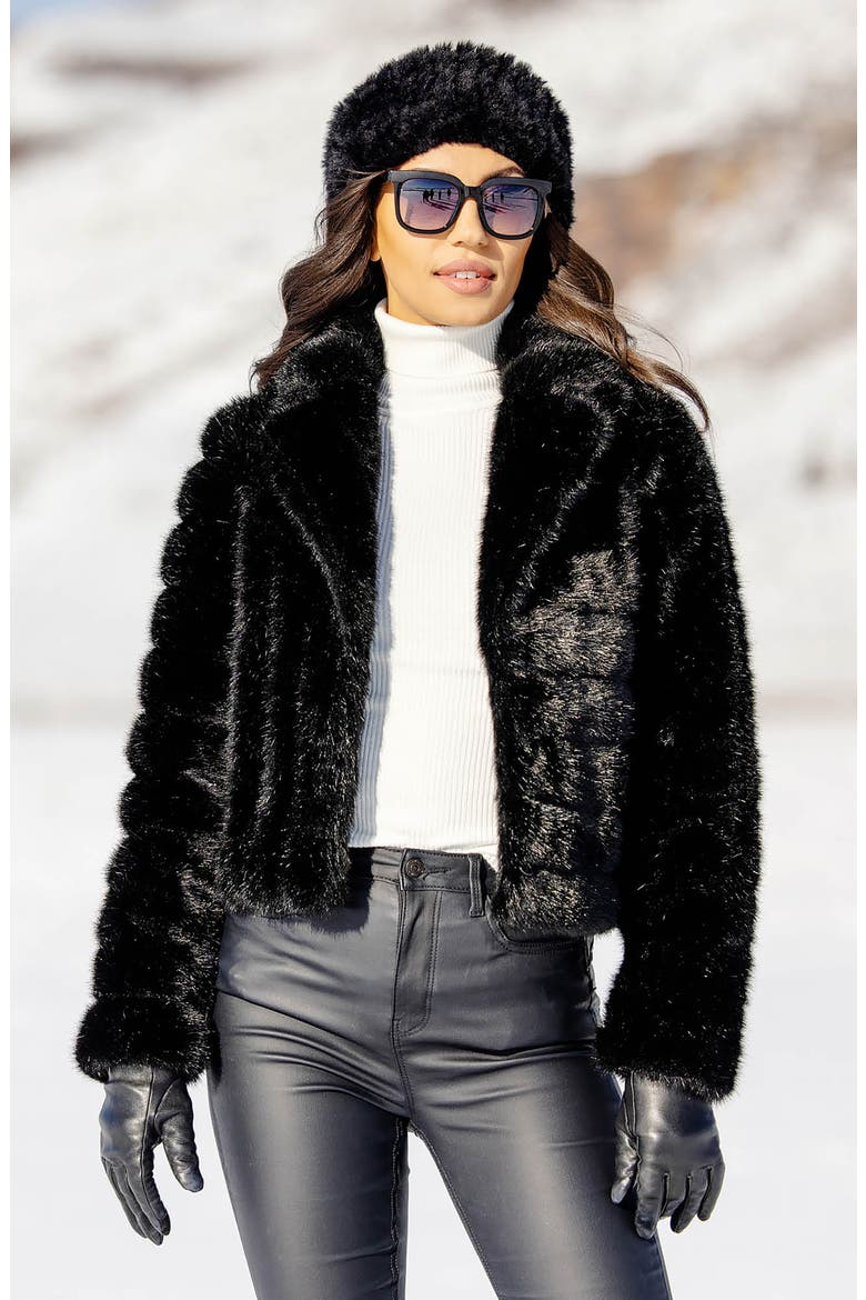 Maven Faux Fur Jacket, Alternate, color, BLACK