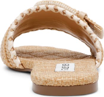 【Steve Madden】MERLAフラットスライドサンダル MERLA Natural Raffia Women's Slide Sandal – Steve Madden