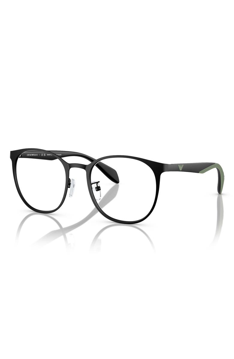 Emporio Armani 52mm Phantos Optical Glasses, Alternate, color, Matte Black / Demo Lens