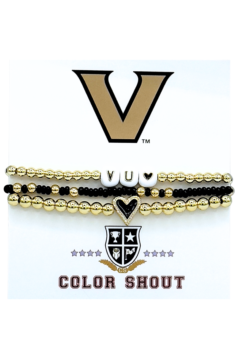 Vanderbilt Love My College Bracelet Stack, Main, color, Yellow Gold