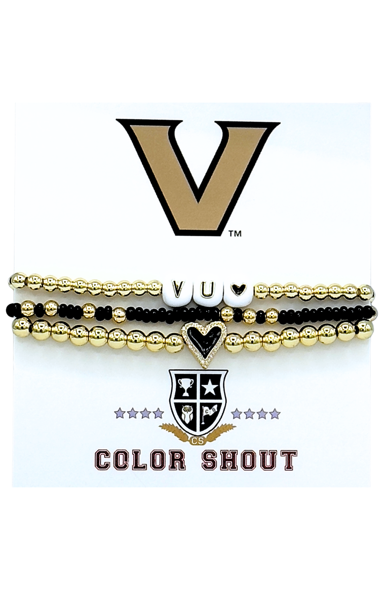 Color Shout Vanderbilt Love My College Bracelet Stack, Main, color, Yellow Gold