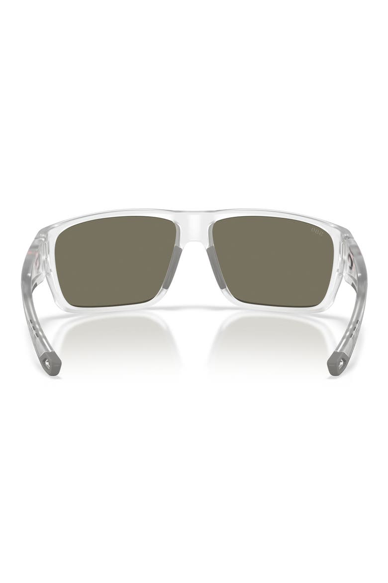 Flyline 64mm Oversize Polarized Mirrored Rectangular Sunglasses, Alternate, color, MATTE CLEAR/ BLUE MIRROR 580G