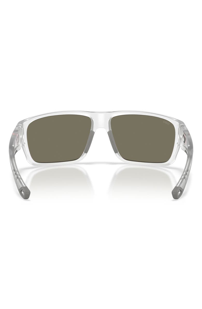 Costa Del Mar Flyline 64mm Oversize Polarized Mirrored Rectangular Sunglasses, Alternate, color, Matte Clear/ Blue Mirror 580G