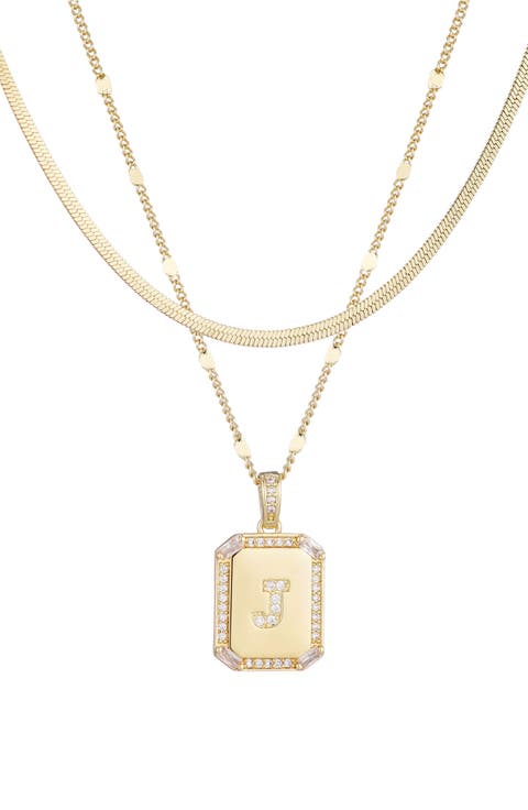 Initial Tag Pendant Necklace