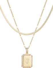 Adornia Initial Tag Pendant Necklace