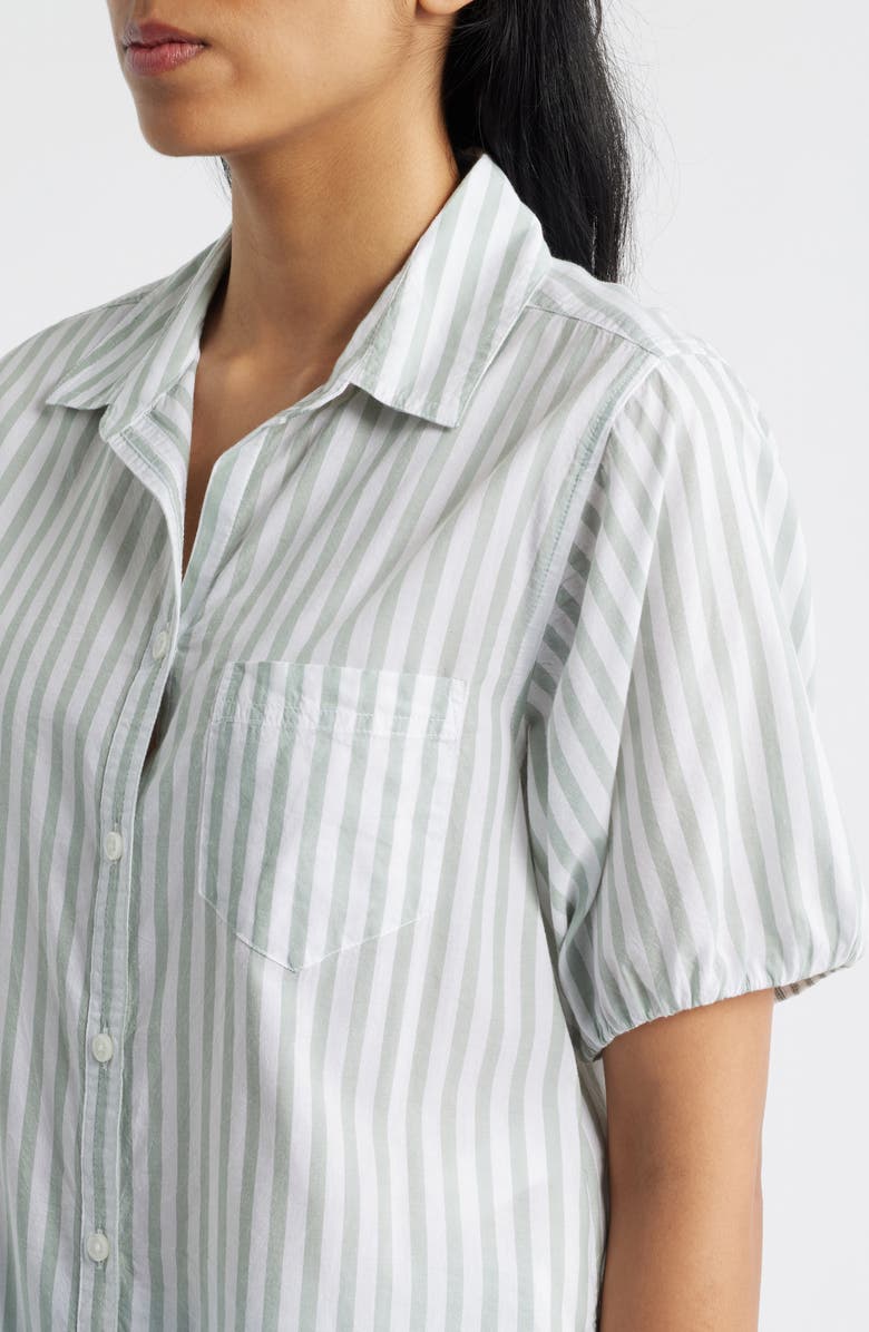 beachlunchlounge Corey Stripe Short Sleeve Cotton Blend Button-Up Shirt, Alternate, color, 