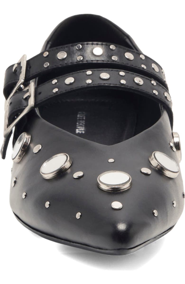 Free People Hall of Mirrors Pointed Toe Flat, Alternate, color, Black Leather