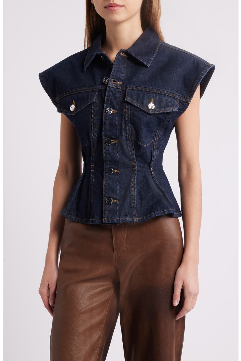 The Nipped Denim Vest, Main, color, RINSE