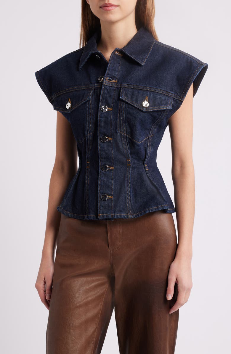 FRAME The Nipped Denim Vest, Main, color, Rinse