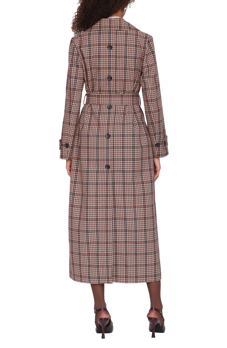 Avec Les Filles Plaid Trench Coat, Alternate, color, Brown- Orange Plaid