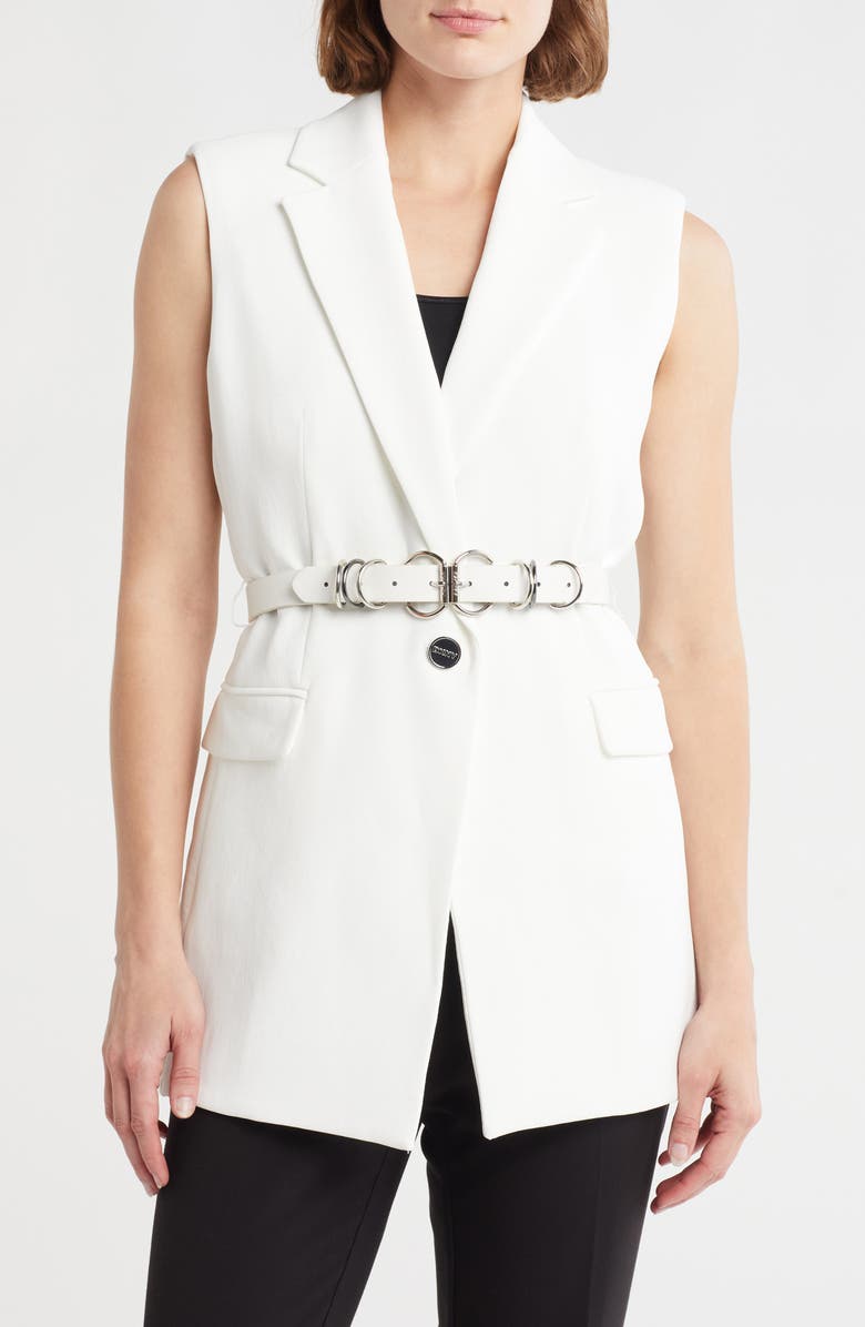 DKNY Belted Vest Jacket, Main, color, Ivory