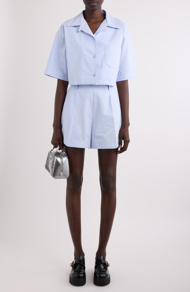 Givenchy Logo Embroidered High Waist Shorts, Alternate, color, Baby Blue