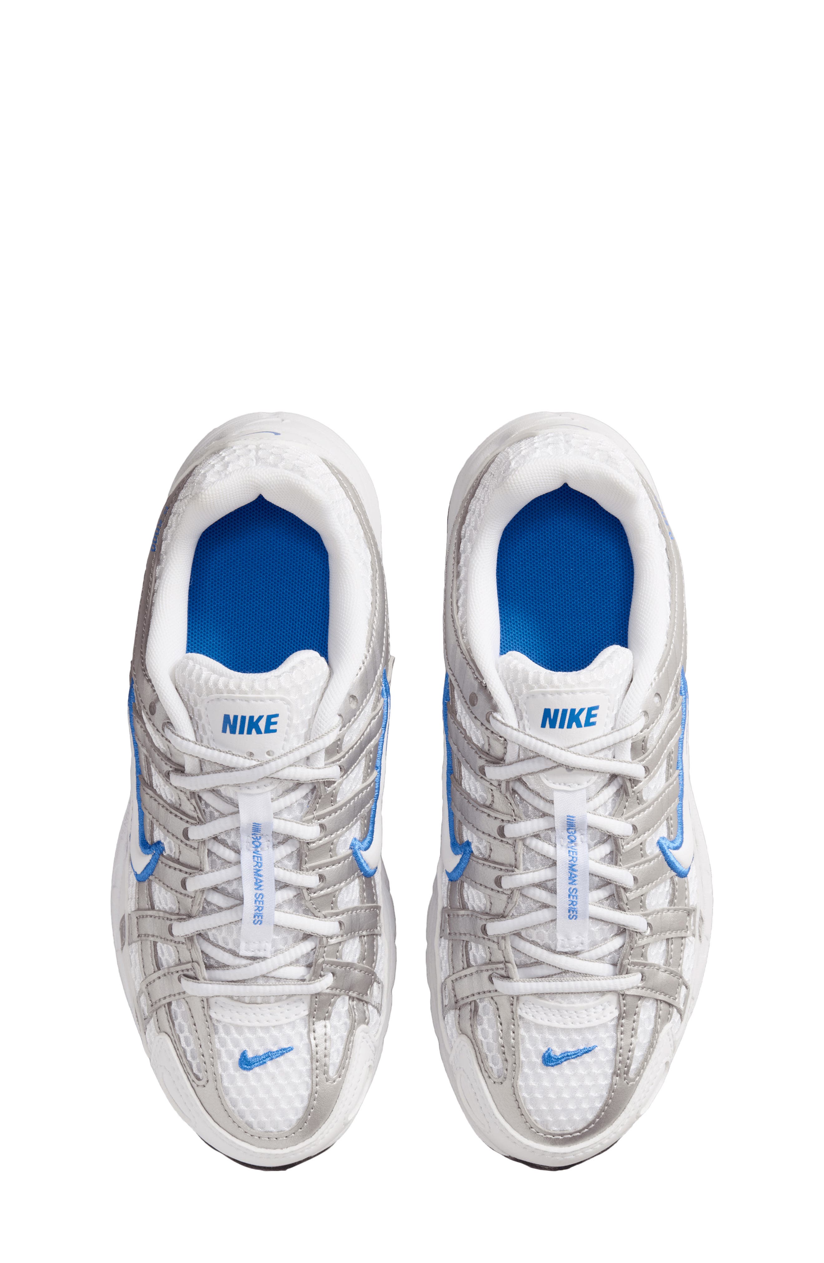 Nike Kids' P-6000 Sneaker, Alternate, color, White/ Blue/ Silver/ White
