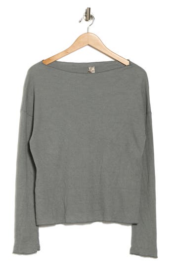 Go Couture Long Sleeve Pullover Sweater In Gray