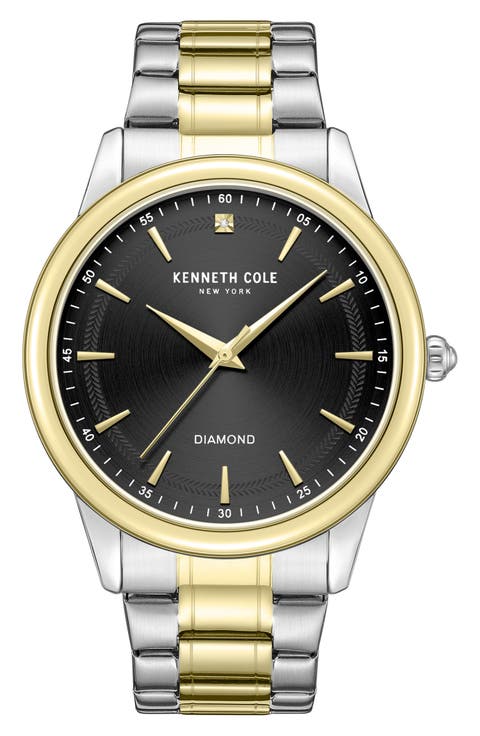Genuine Diamond Two-Tone Bracelet Watch, 44mm - 0.005ct.