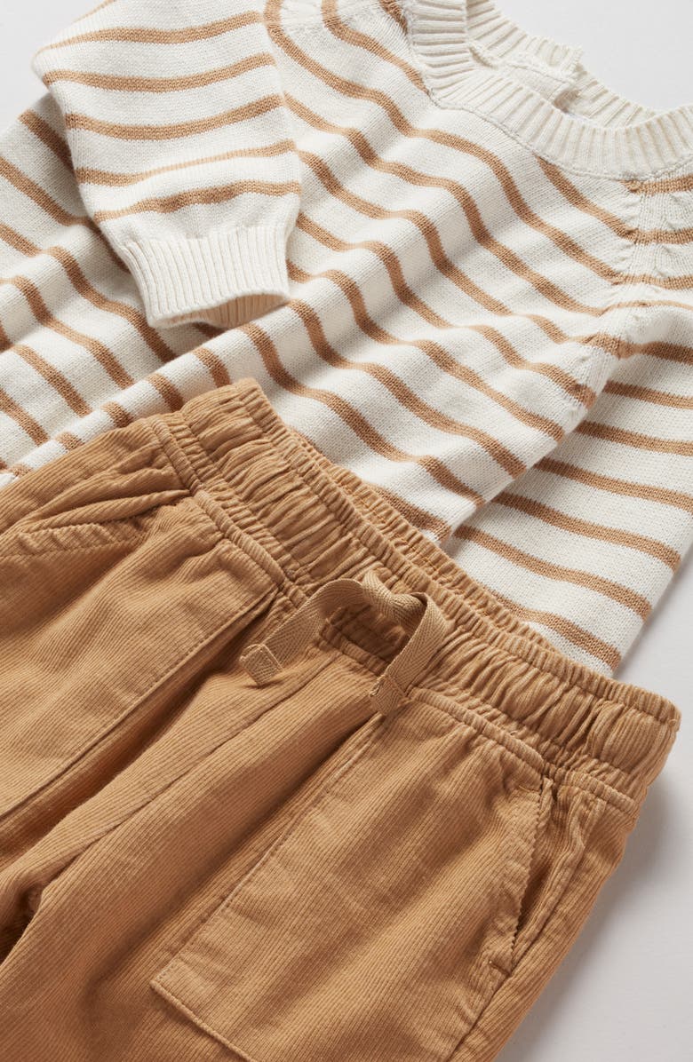 Nordstrom Sweater & Corduroy Pants Set, Alternate, color, Ivory Egret- Tan Fun Stripe