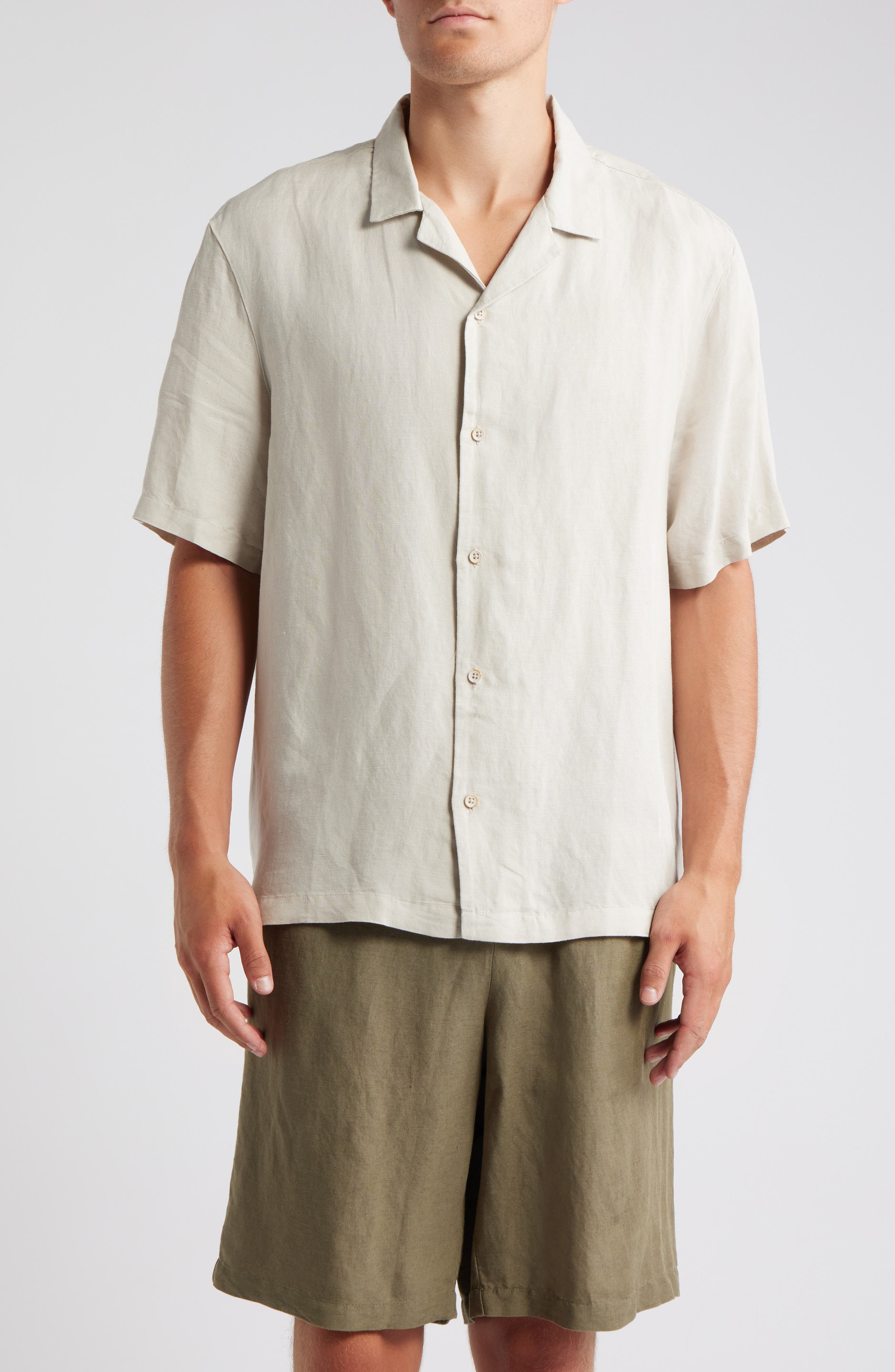 Topman Regular Fit Linen & Viscose Camp Shirt