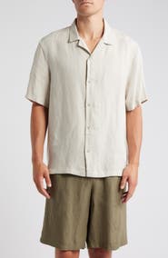 Topman Regular Fit Linen & Viscose Camp Shirt
