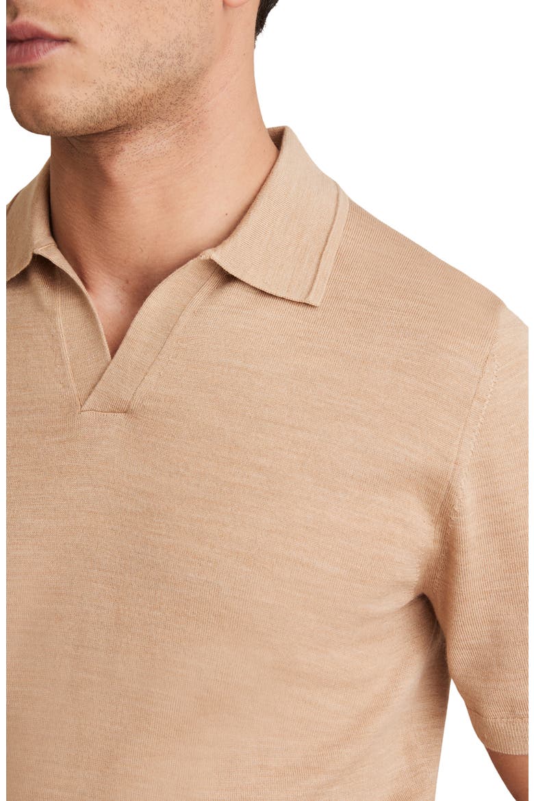 Duchie Short Sleeve Merino Wool Polo Sweater, Alternate, color, CAMEL MELANGE