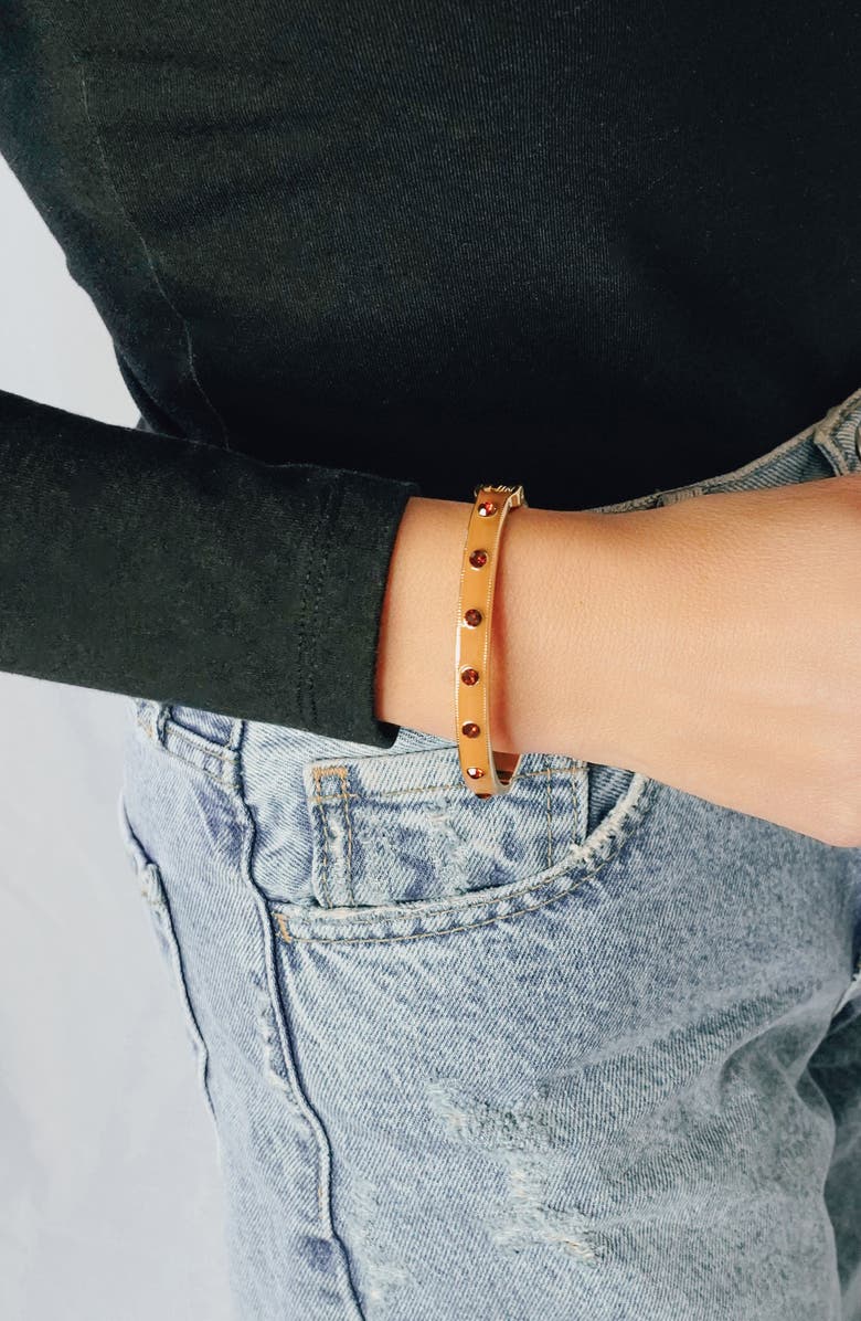 MARLYN SCHIFF Reece Hinge Bracelet, Alternate, color, Gold/ Brown