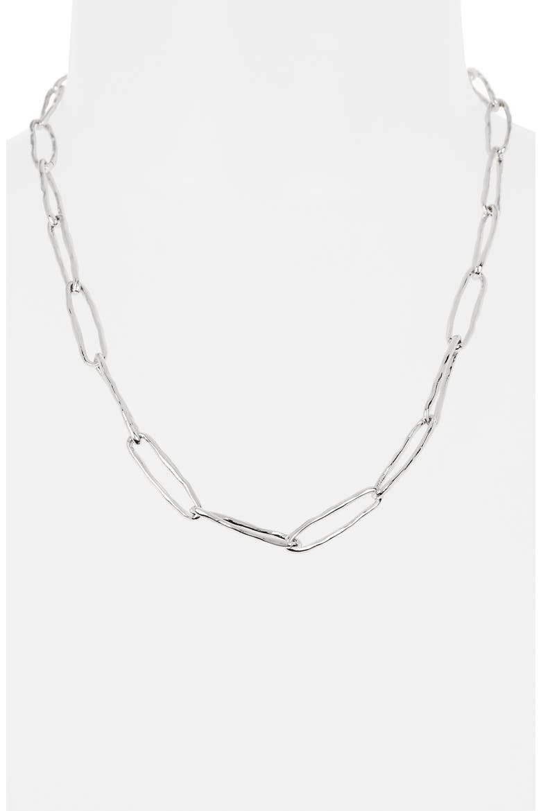 Paper Clip Chain Necklace, Alternate, color, SILVER