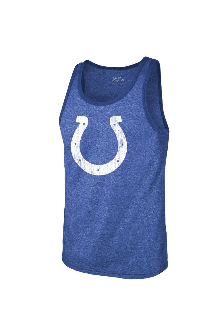 Men's Majestic Threads Jonathan Taylor Heathered Royal Indianapolis Colts Player Name & Number Tri-Blend Tank Top, Alternate, color, Royal