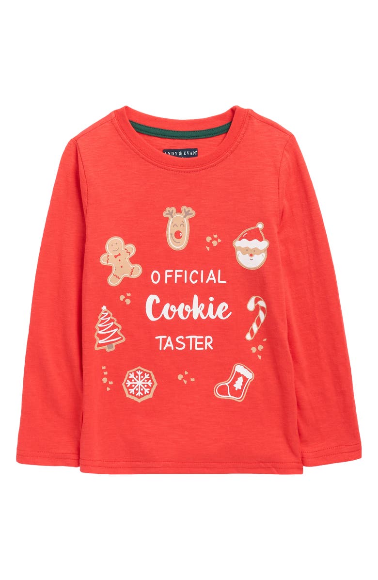 Andy & Evan Kids' Cookie Taster Long Sleeve Cotton Graphic T-Shirt, Main, color, Red