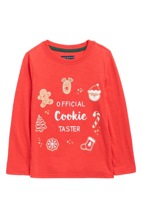 Kids' Cookie Taster Long Sleeve Cotton Graphic T-Shirt (Toddler, Little Kid & Big Kid)
