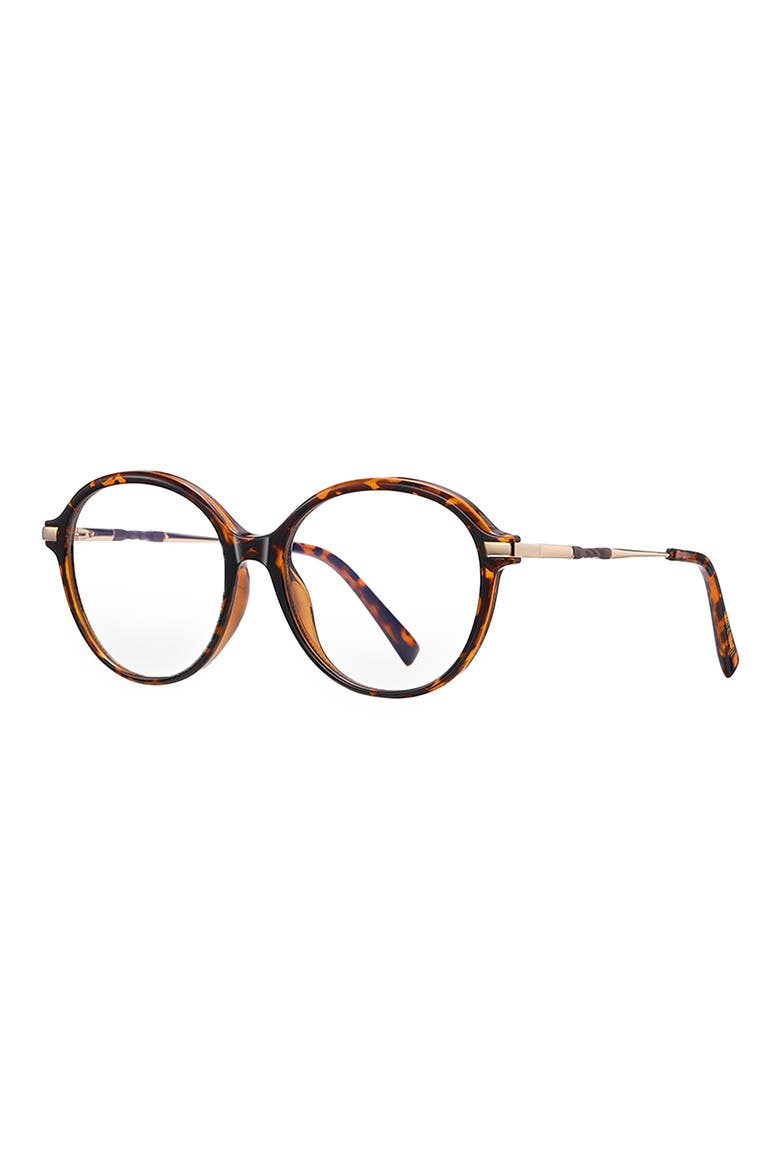 Elsie 53mm Round Blue Light Blocking Glasses, Alternate, color, TORTE