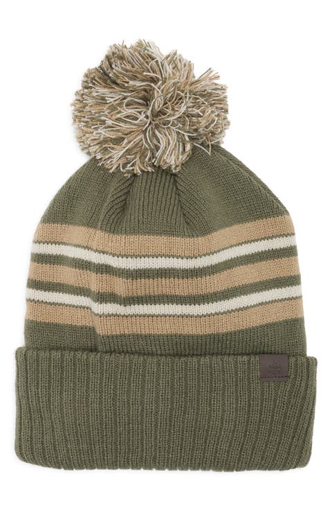 Stripe Pom Pom Beanie