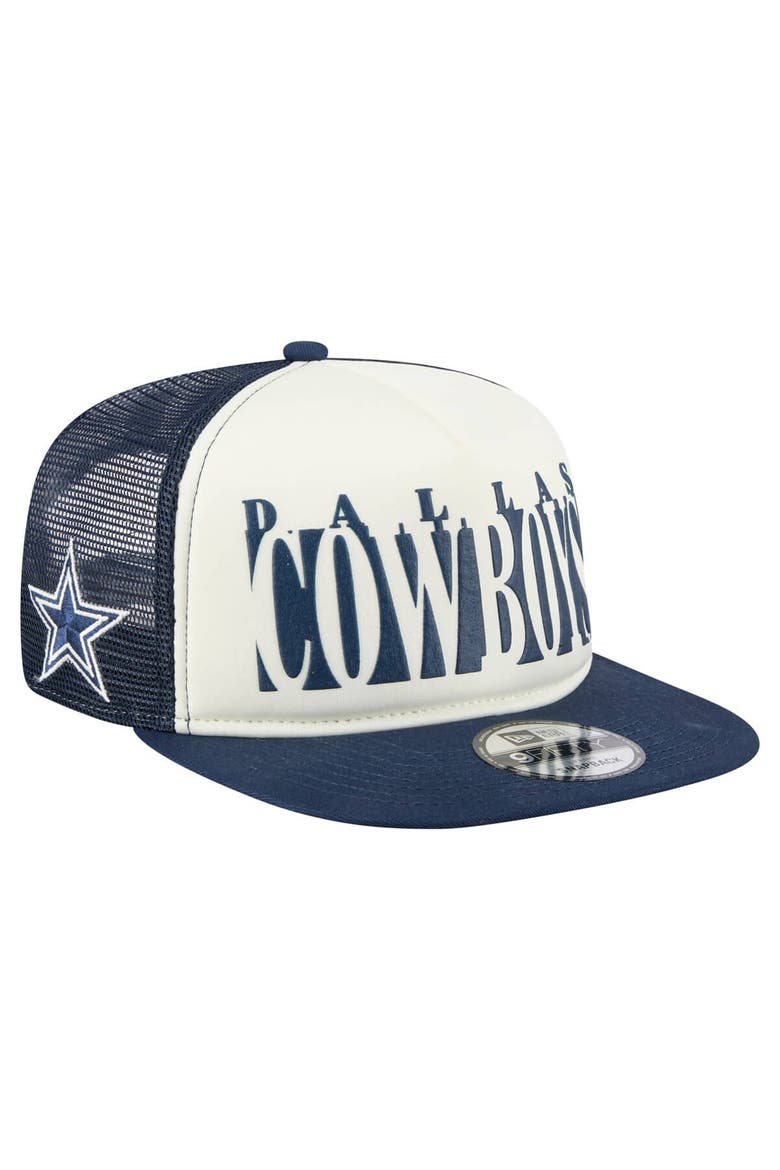 Men's New Era Cream/Navy Dallas Cowboys Cutout A-Frame 9FIFTY Snapback Hat, Main, color, Cream