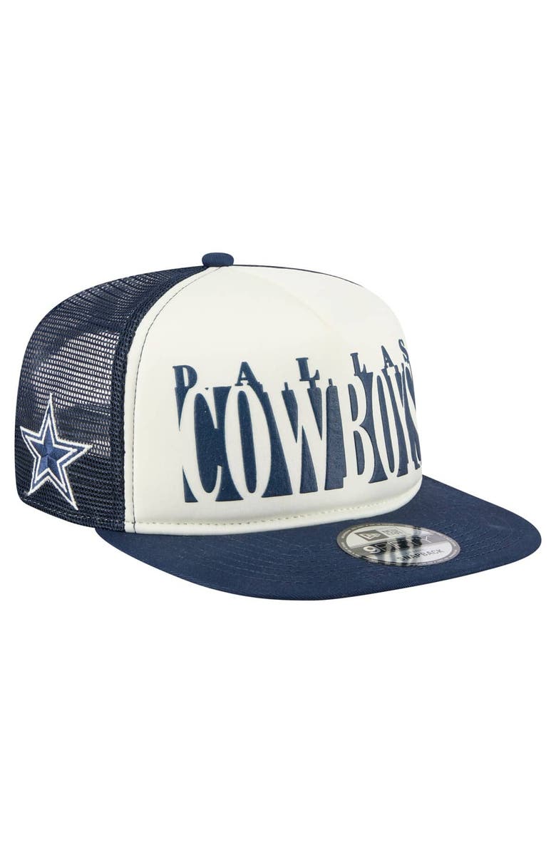 New Era Men's New Era Cream/Navy Dallas Cowboys Cutout A-Frame 9FIFTY Snapback Hat, Main, color, Cream