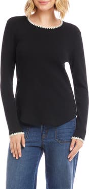 Karen Kane Edge Stitch Crewneck Top