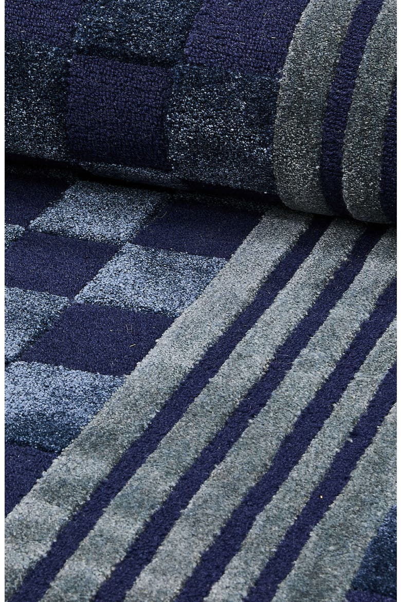Indigo Blue Tonal Check Runner, Alternate, color, INDIGO