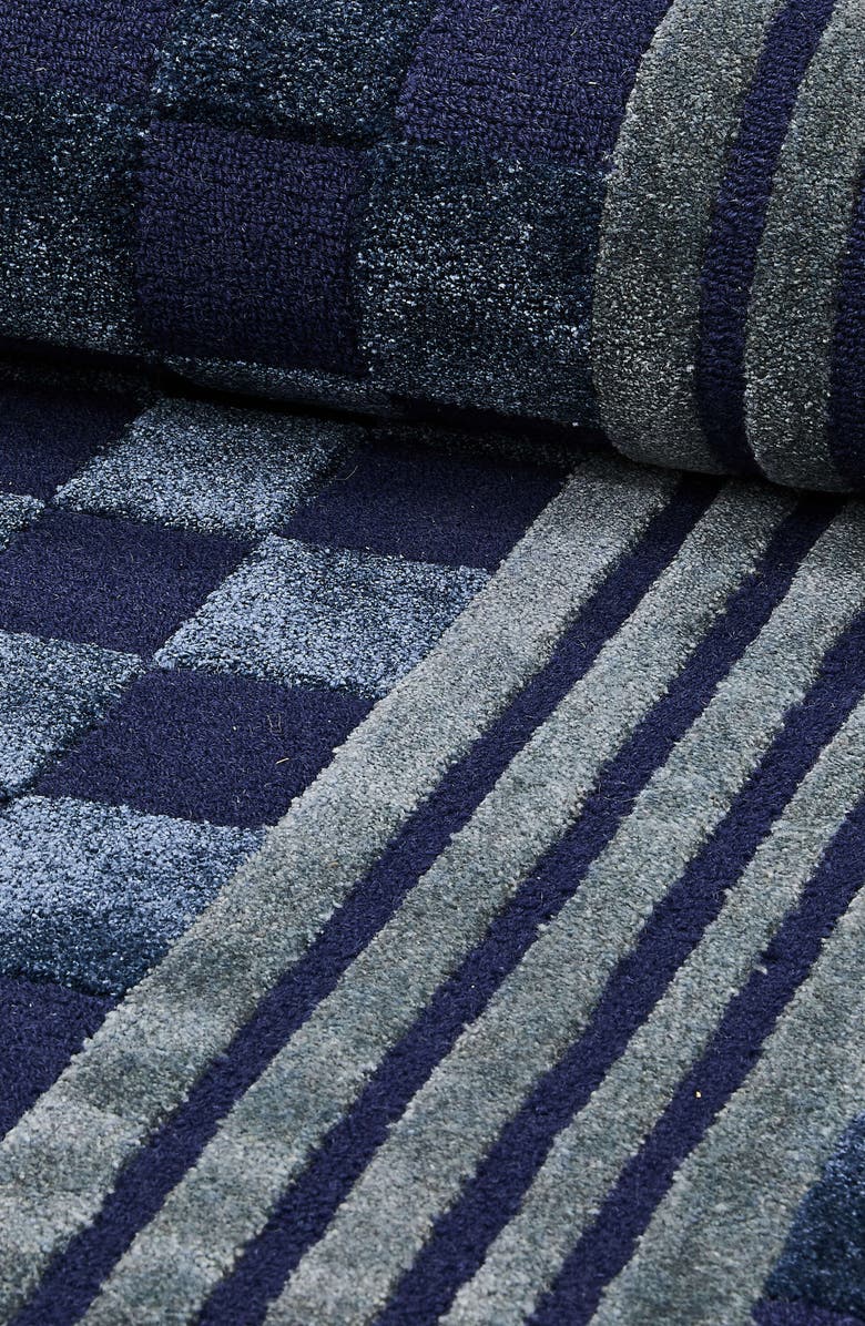 MACKENZIE CHILDS Indigo Blue Tonal Check Runner, Alternate, color, Indigo