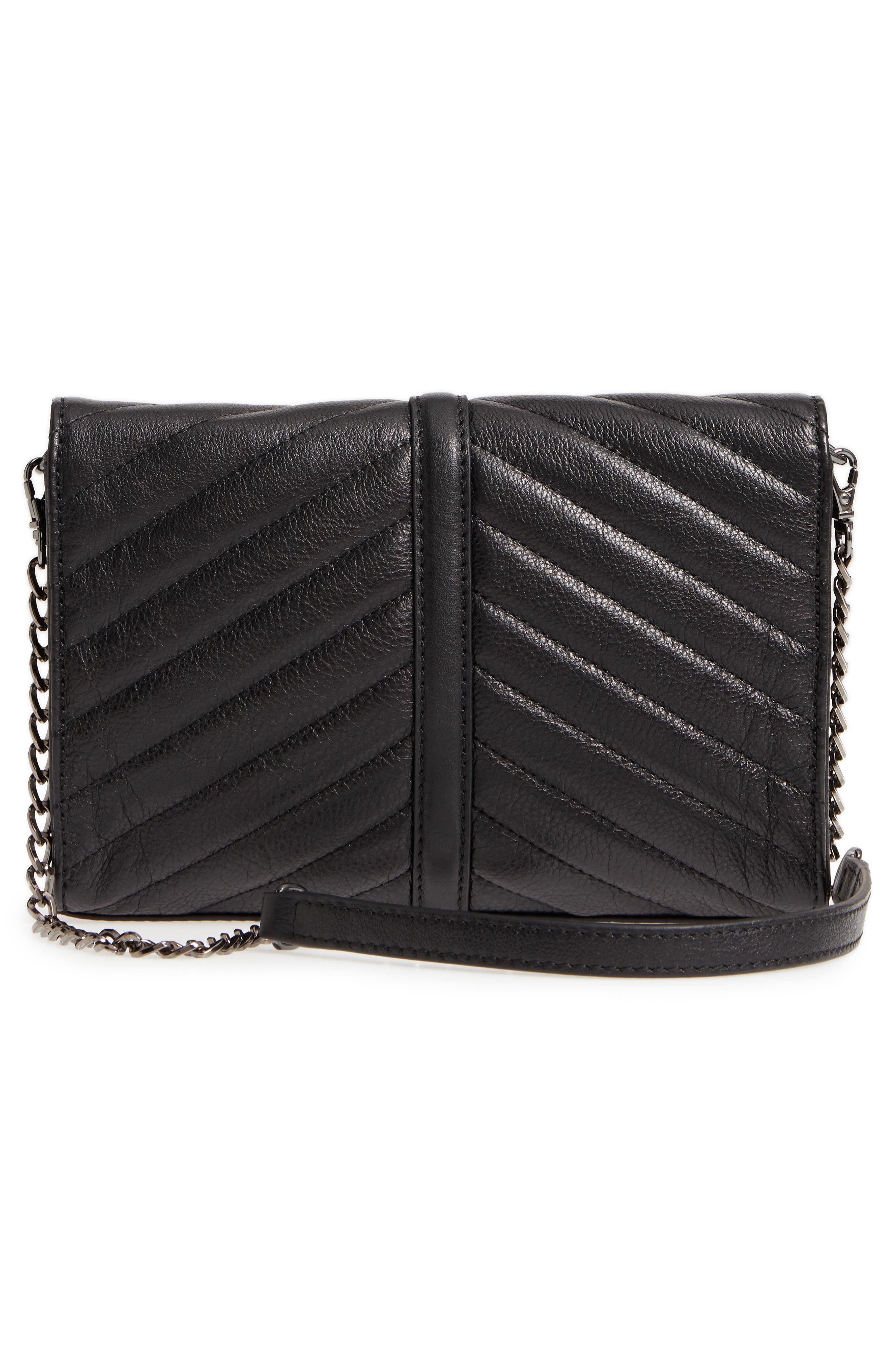 Dakota Quilted Leather Clutch, Alternate, color, BLACK