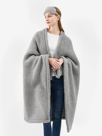 Original Faux Shearling Throw Blanket & Eye Mask Sleep Set