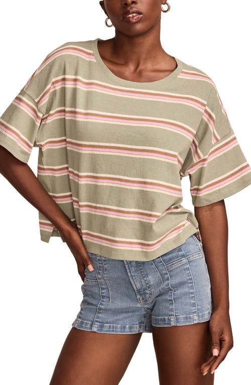 LUCKY BRAND LUCKY BRAND STRIPE CREWNECK OVERSIZE T-SHIRT