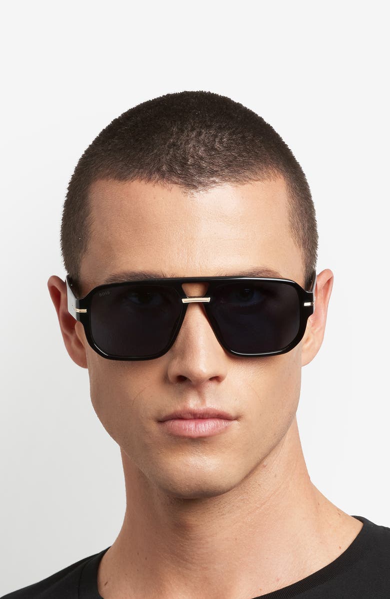 BOSS 57mm Rectangular Sunglasses, Alternate, color, 