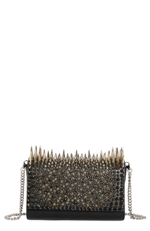 Christian Louboutin Paloma Spike Leather Clutch Bag In Bk65 Black/silver