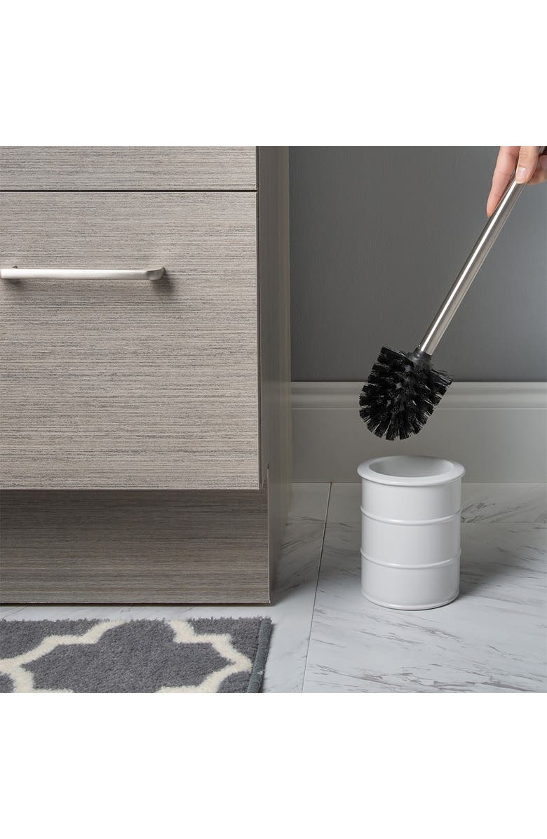 KENNEDY INTERNATIONAL Elle Decor Modern Ridge White Toilet Brush & Holder, Alternate, color, 