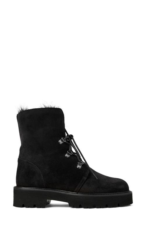 Aquatalia Eva Faux Shearling Cuff Hiker Boot In Black